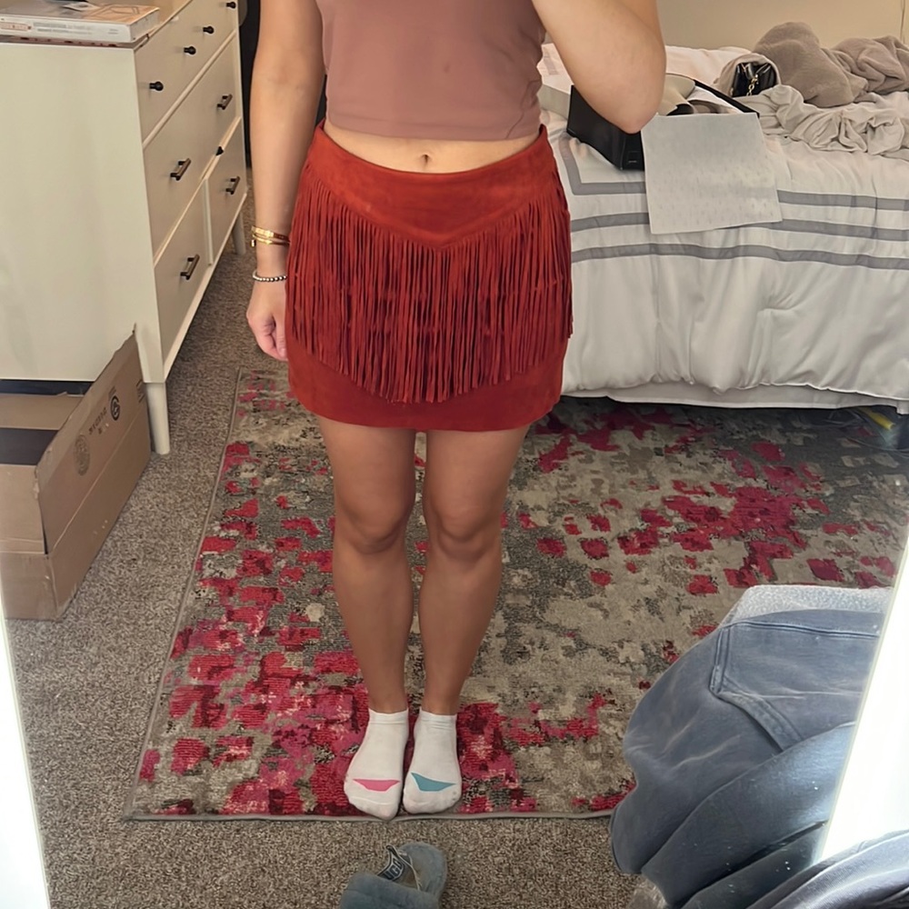 Red fringe skirt